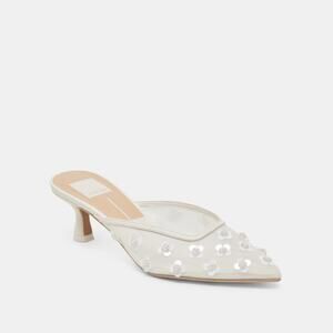 Dolce Vita Clara Pearl Heels True White Daisy Mesh - 8.5